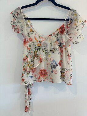 Alice and Olivia Floral Cold Shoulder Blouse